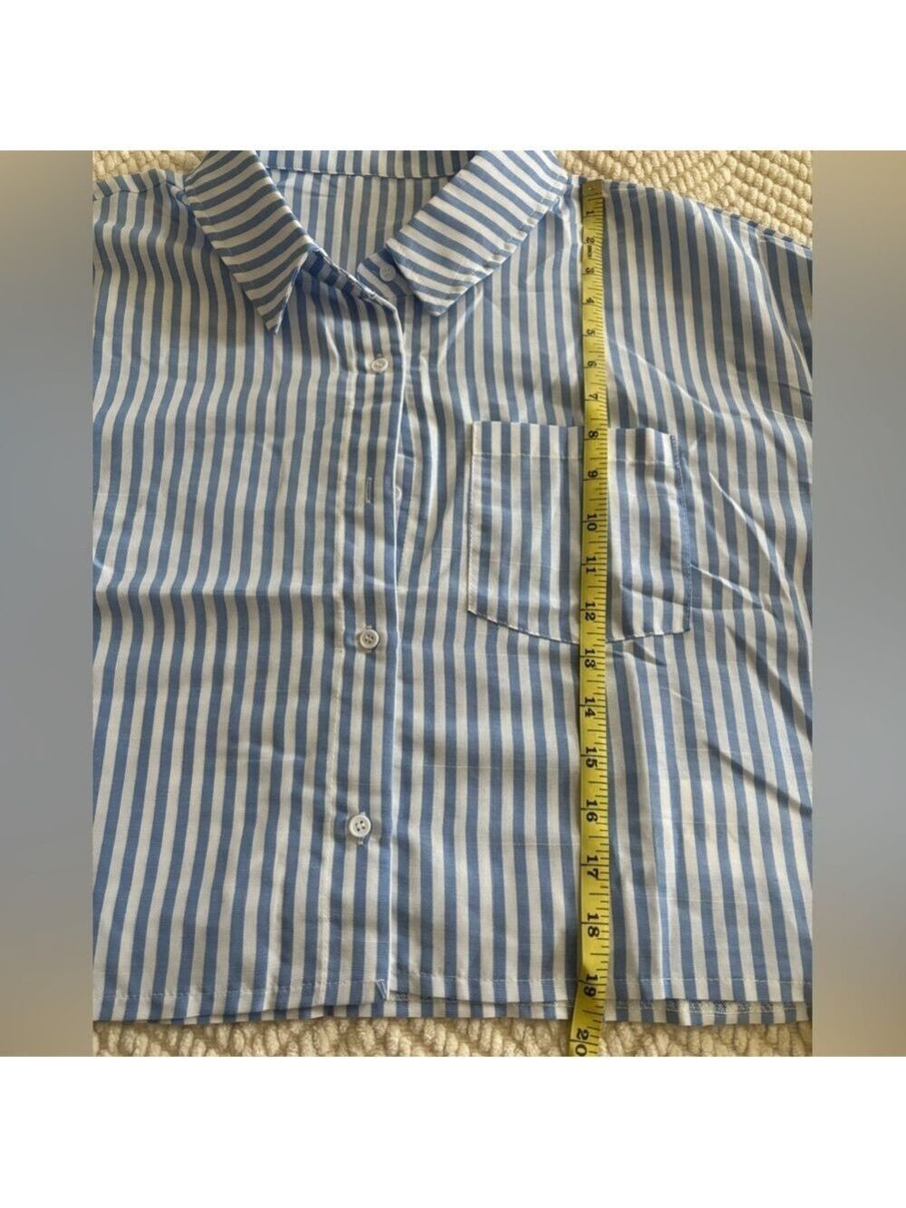 Blue and White Striped Crop Top - Picture 10 of 11